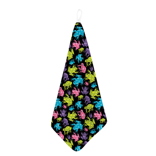 Colorful Frog Pattern Print Hand Towel