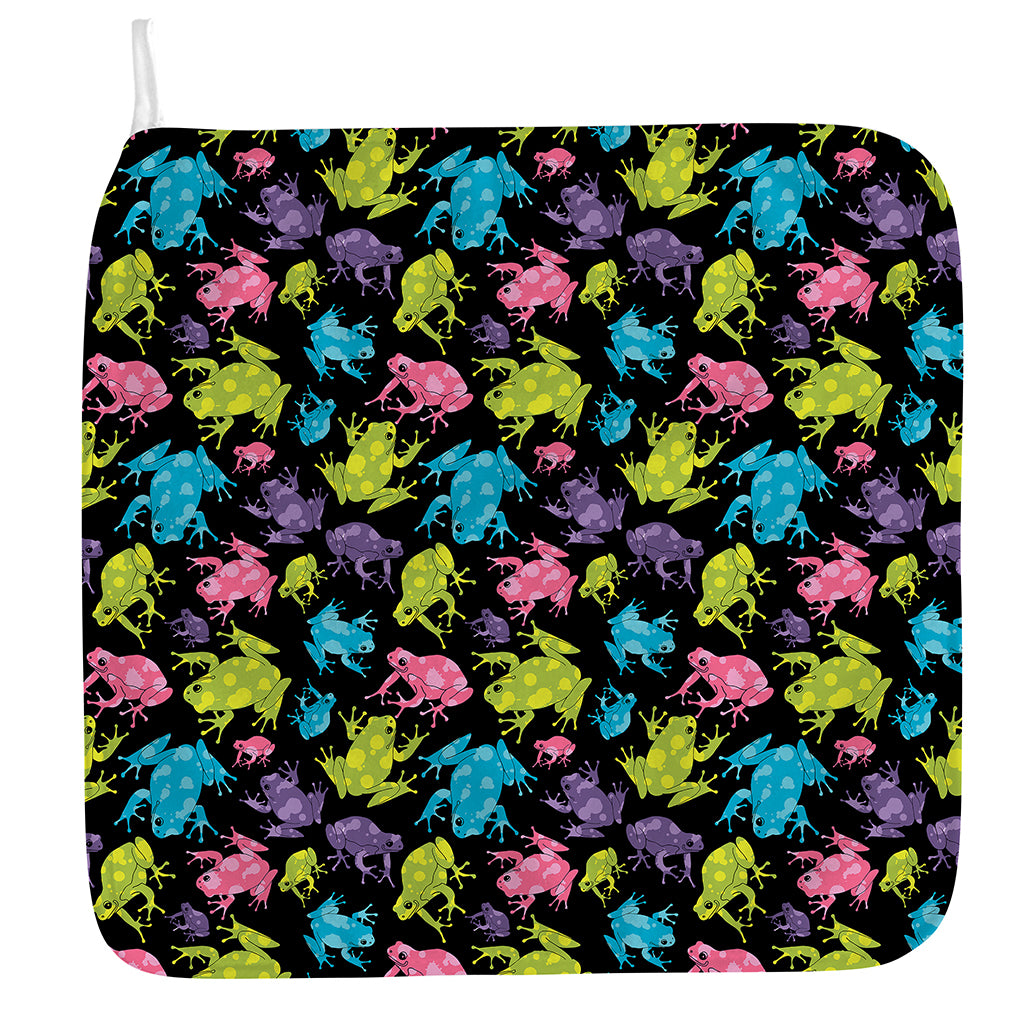 Colorful Frog Pattern Print Hand Towel