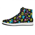 Colorful Frog Pattern Print High Top Leather Sneakers