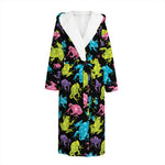 Colorful Frog Pattern Print Hooded Bathrobe