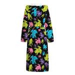 Colorful Frog Pattern Print Hooded Bathrobe