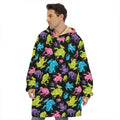 Colorful Frog Pattern Print Hoodie Blanket