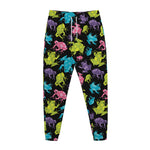 Colorful Frog Pattern Print Jogger Pants