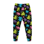 Colorful Frog Pattern Print Jogger Pants