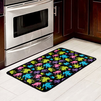Colorful Frog Pattern Print Kitchen Mat