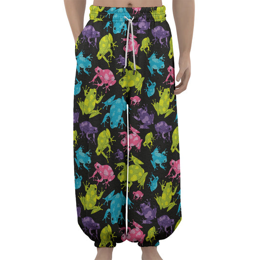 Colorful Frog Pattern Print Lantern Pants