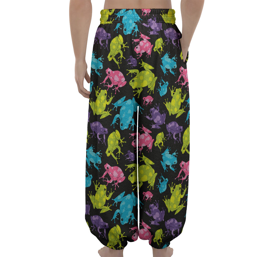 Colorful Frog Pattern Print Lantern Pants