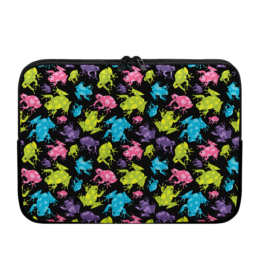 Colorful Frog Pattern Print Laptop Sleeve