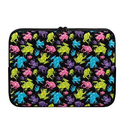 Colorful Frog Pattern Print Laptop Sleeve