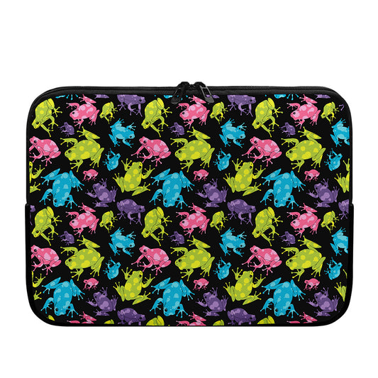 Colorful Frog Pattern Print Laptop Sleeve