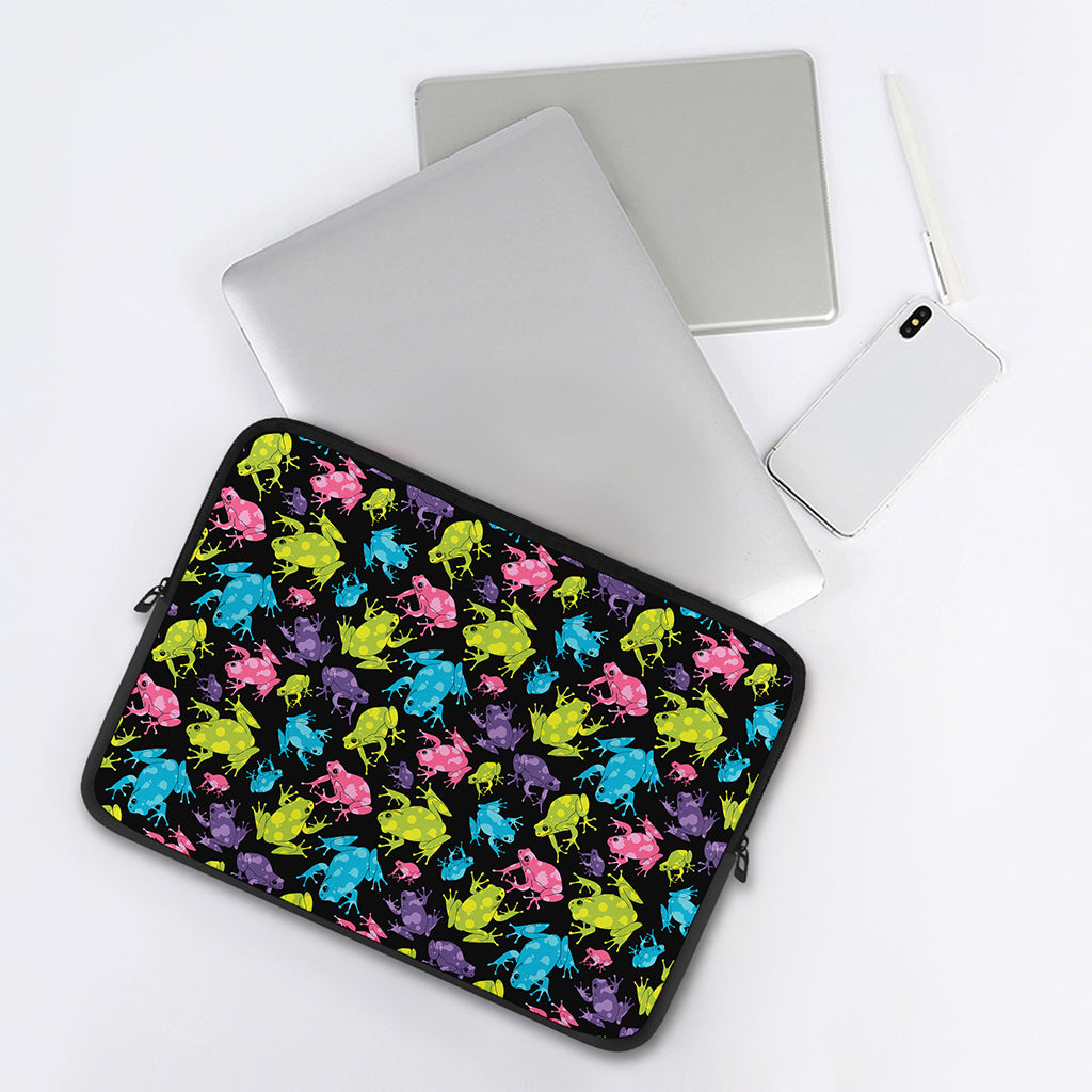 Colorful Frog Pattern Print Laptop Sleeve