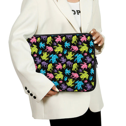 Colorful Frog Pattern Print Laptop Sleeve