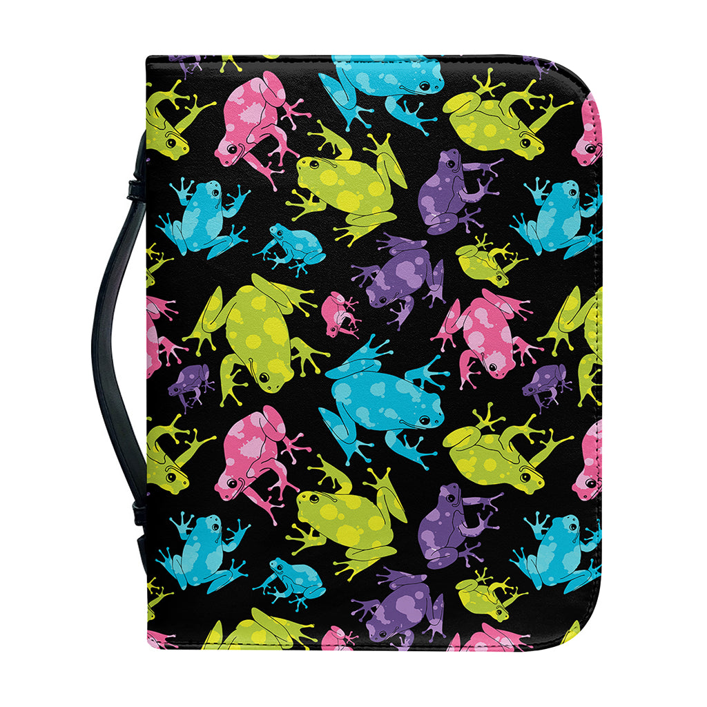 Colorful Frog Pattern Print Leather Bible Cover