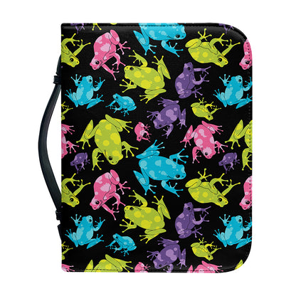 Colorful Frog Pattern Print Leather Bible Cover