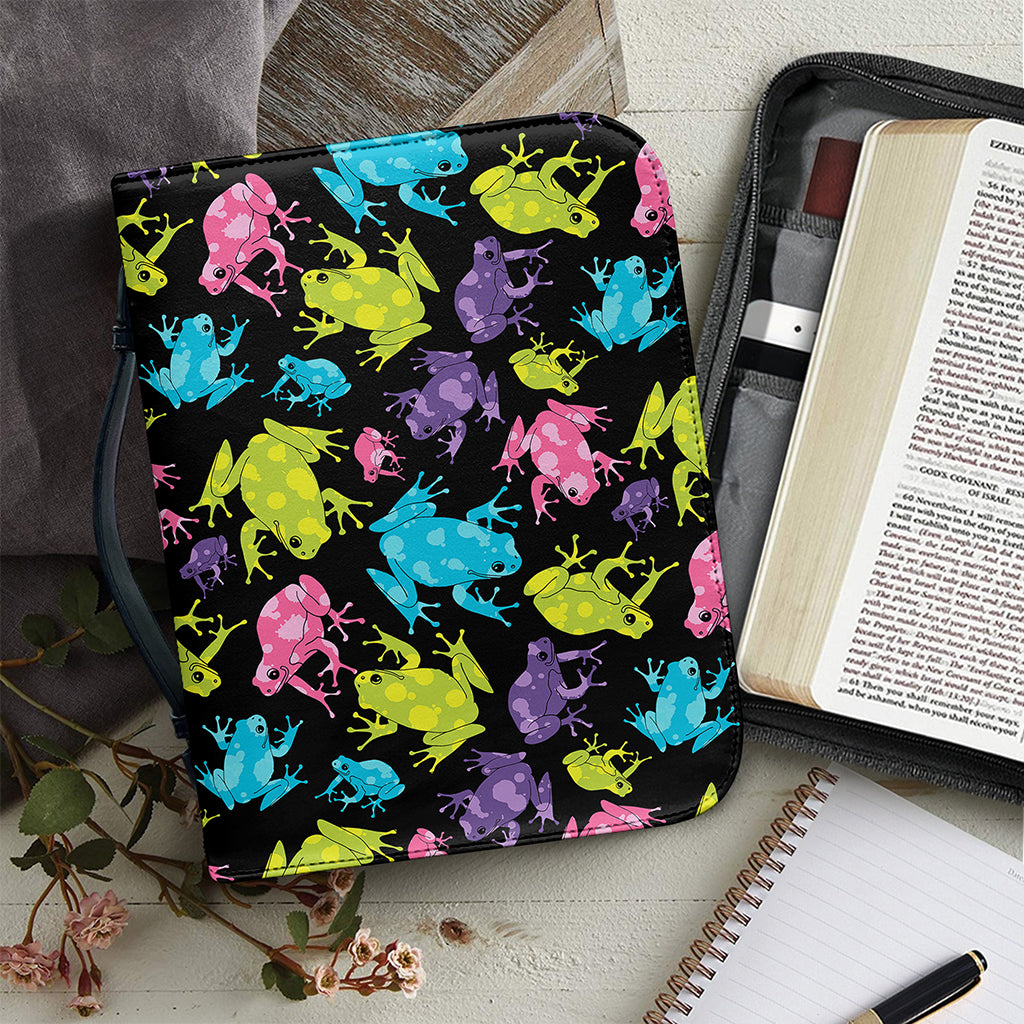 Colorful Frog Pattern Print Leather Bible Cover