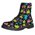 Colorful Frog Pattern Print Lace-Up Boots