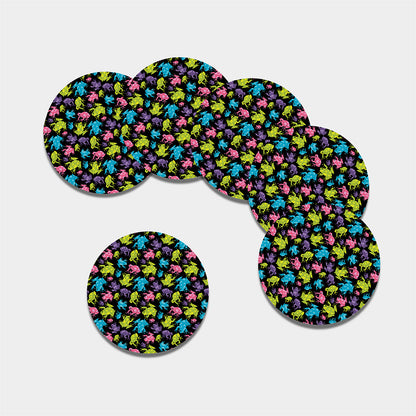 Colorful Frog Pattern Print Leather Coaster Set