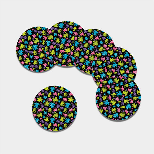 Colorful Frog Pattern Print Leather Coaster Set