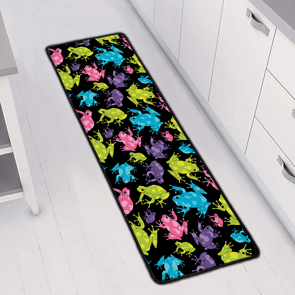 Colorful Frog Pattern Print Long Kitchen Mat