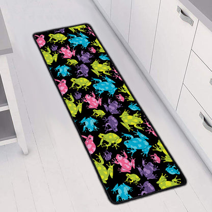 Colorful Frog Pattern Print Long Kitchen Mat
