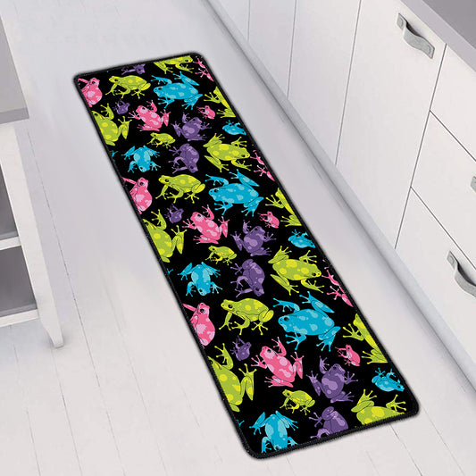 Colorful Frog Pattern Print Long Kitchen Mat