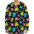 Colorful Frog Pattern Print Long Sleeve Baseball Jersey