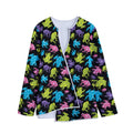 Colorful Frog Pattern Print Long Sleeve Short Coat