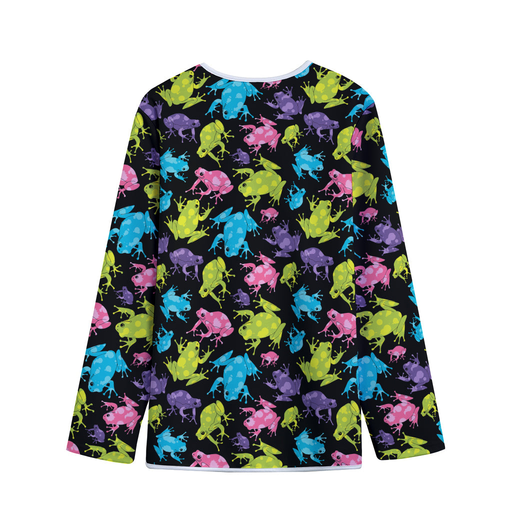 Colorful Frog Pattern Print Long Sleeve Short Coat