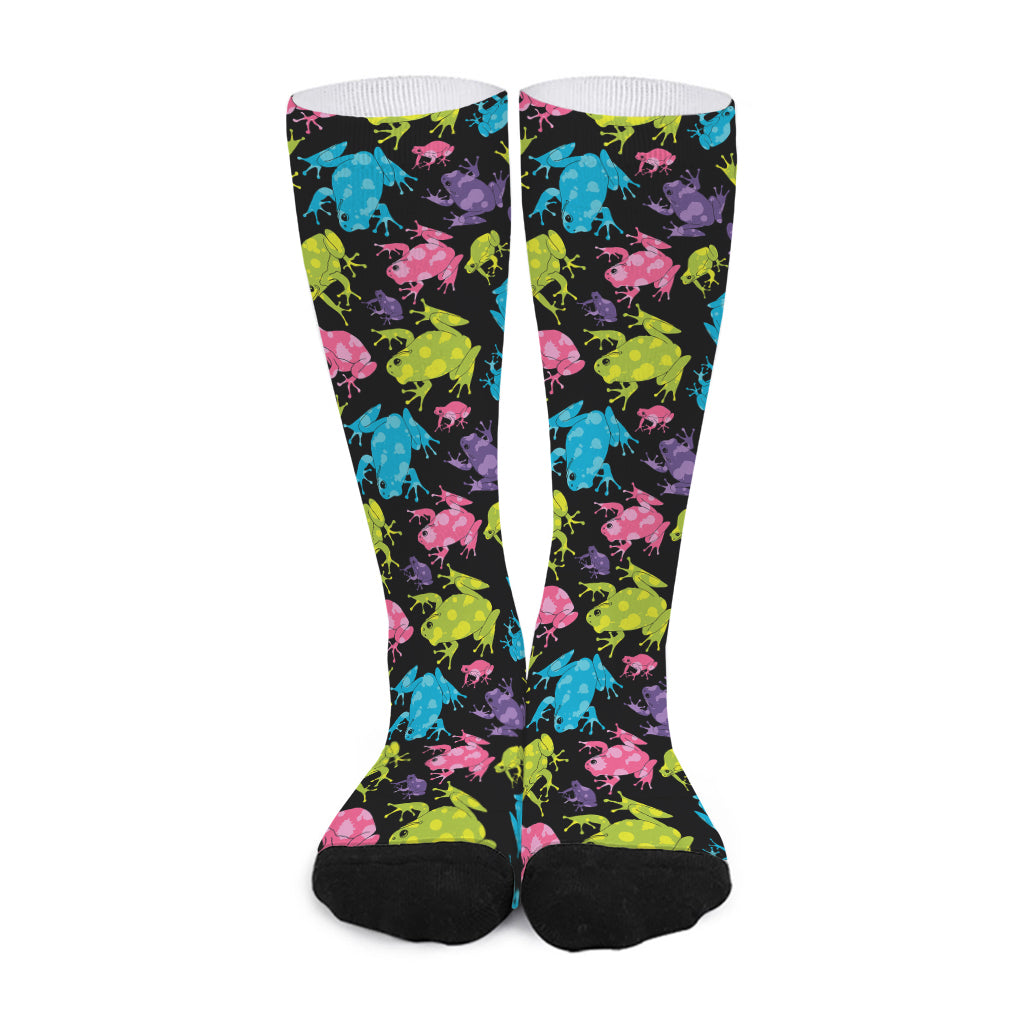 Colorful Frog Pattern Print Long Socks