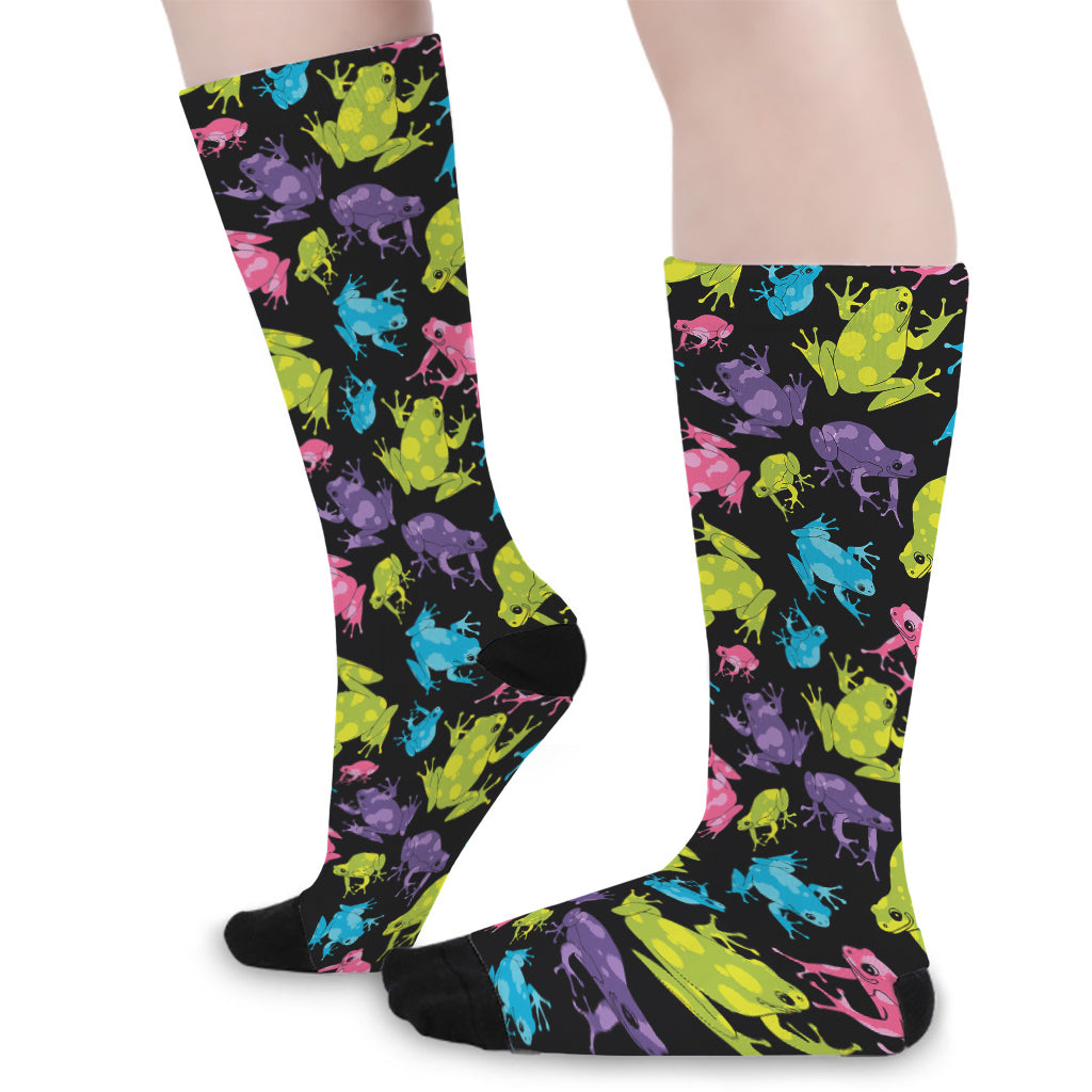 Colorful Frog Pattern Print Long Socks