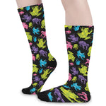 Colorful Frog Pattern Print Long Socks