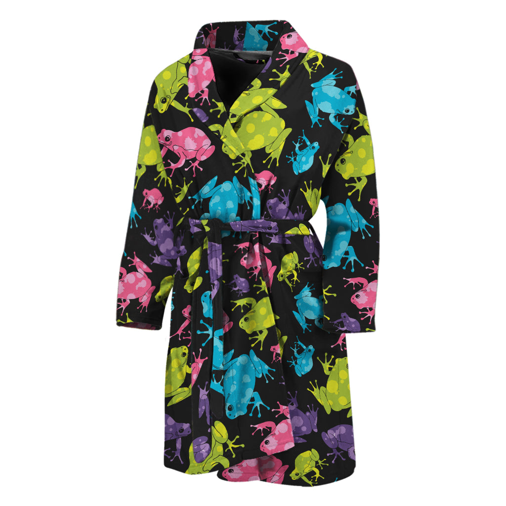 Colorful Frog Pattern Print Men's Bathrobe