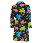 Colorful Frog Pattern Print Men's Bathrobe