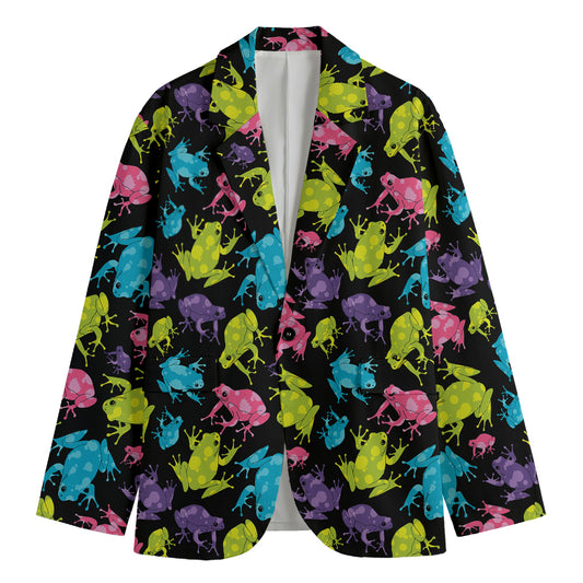 Colorful Frog Pattern Print Men's Blazer