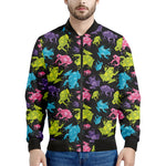 Colorful Frog Pattern Print Men's Bomber Jacket