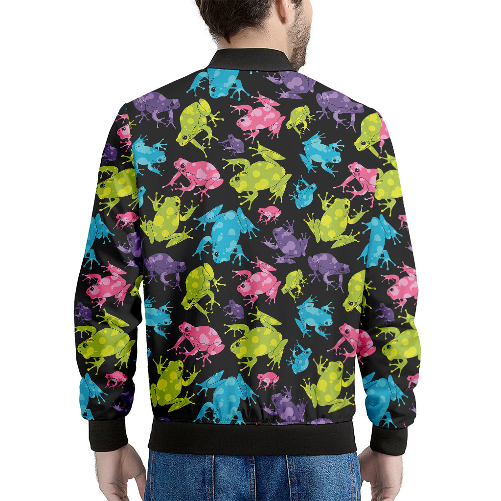 Colorful Frog Pattern Print Men's Bomber Jacket