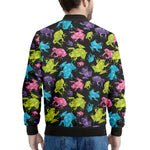 Colorful Frog Pattern Print Men's Bomber Jacket