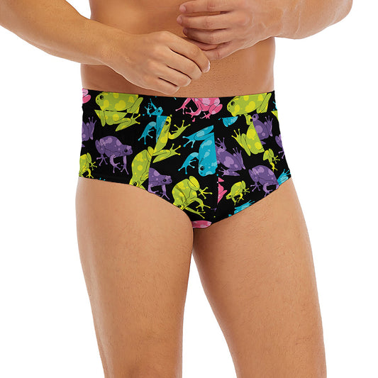 Colorful Frog Pattern Print Men's Briefs