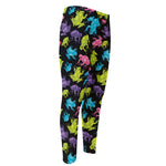 Colorful Frog Pattern Print Men's Compression Pants