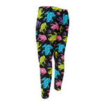 Colorful Frog Pattern Print Men's Compression Pants