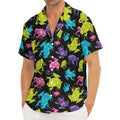 Colorful Frog Pattern Print Men's Deep V-Neck Shirt
