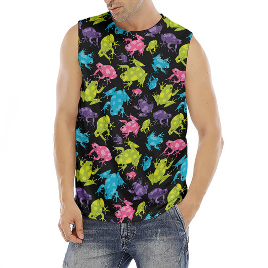 Colorful Frog Pattern Print Men's Fitness Tank Top