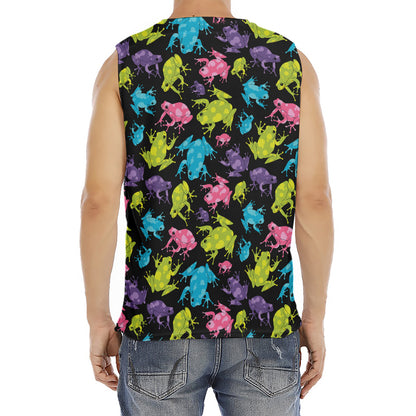 Colorful Frog Pattern Print Men's Fitness Tank Top