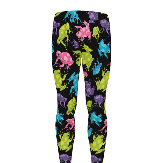 Colorful Frog Pattern Print Men's leggings