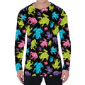 Colorful Frog Pattern Print Men's Long Sleeve T-Shirt