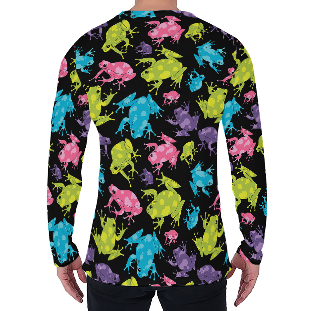 Colorful Frog Pattern Print Men's Long Sleeve T-Shirt