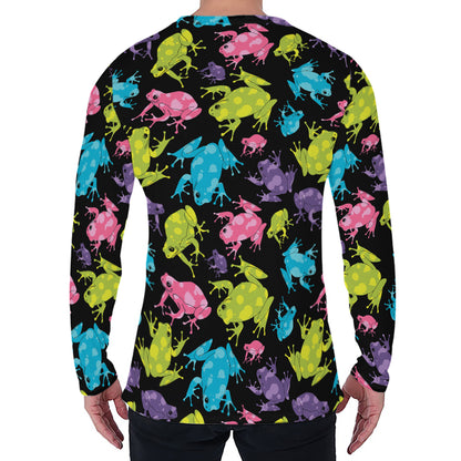 Colorful Frog Pattern Print Men's Long Sleeve T-Shirt