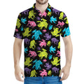 Colorful Frog Pattern Print Men's Polo Shirt