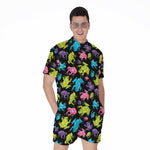 Colorful Frog Pattern Print Men's Rompers