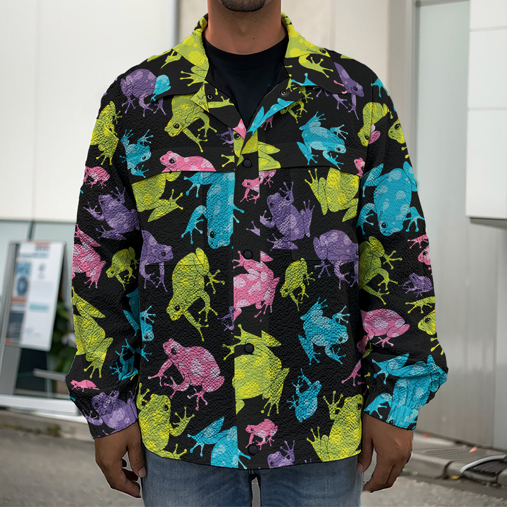 Colorful Frog Pattern Print Men's Shirt Jacket